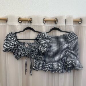 Gingham Puff Sleeve Set